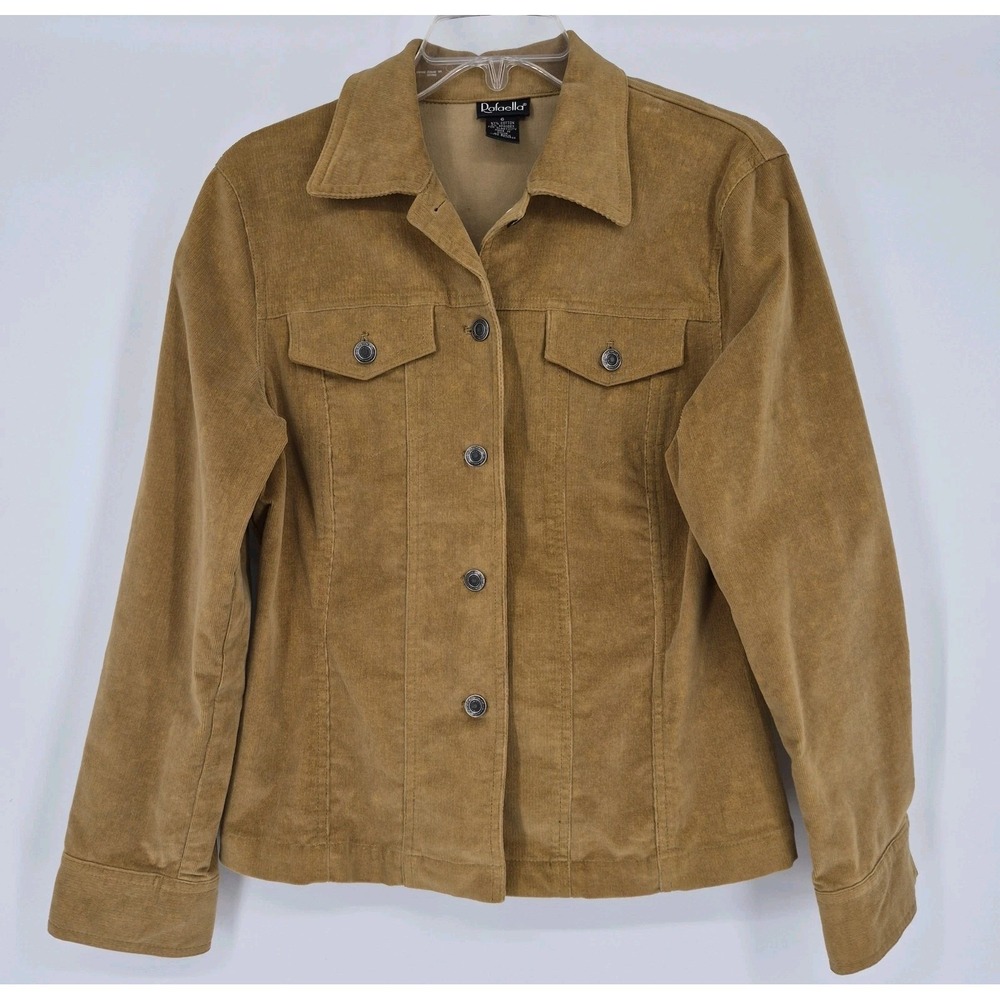 Rafaella Women's Camel‎ Brown Tan Courduroy Jacket Button-Up Trucker Style Sz 6
